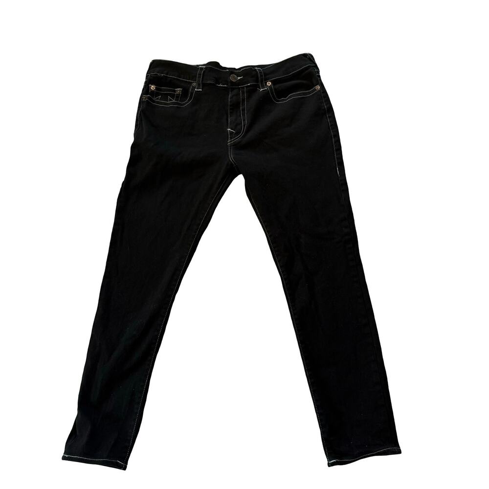 True Religion Men's Black Rocco Relaxed Skinny Jeans Size 38
